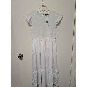 NEW LARGE ZESICA WHITE Boho MAXI Smocked SUN DRESS RUFFLE  Cottage Core